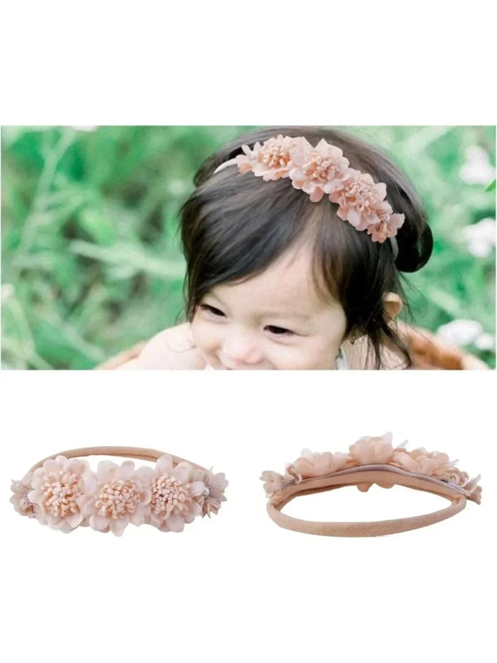 6pcs Baby Flower Headbands for Newborns & Toddlers - Elastic Hair Bows